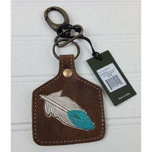 Myra Bag Azure Quill Feather Tooled Leather Key Fob Key Chain